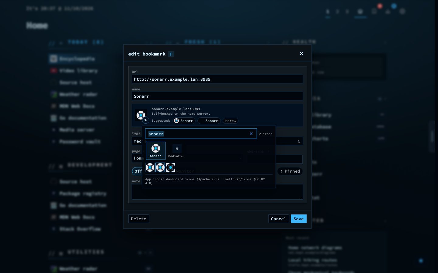 The icon picker