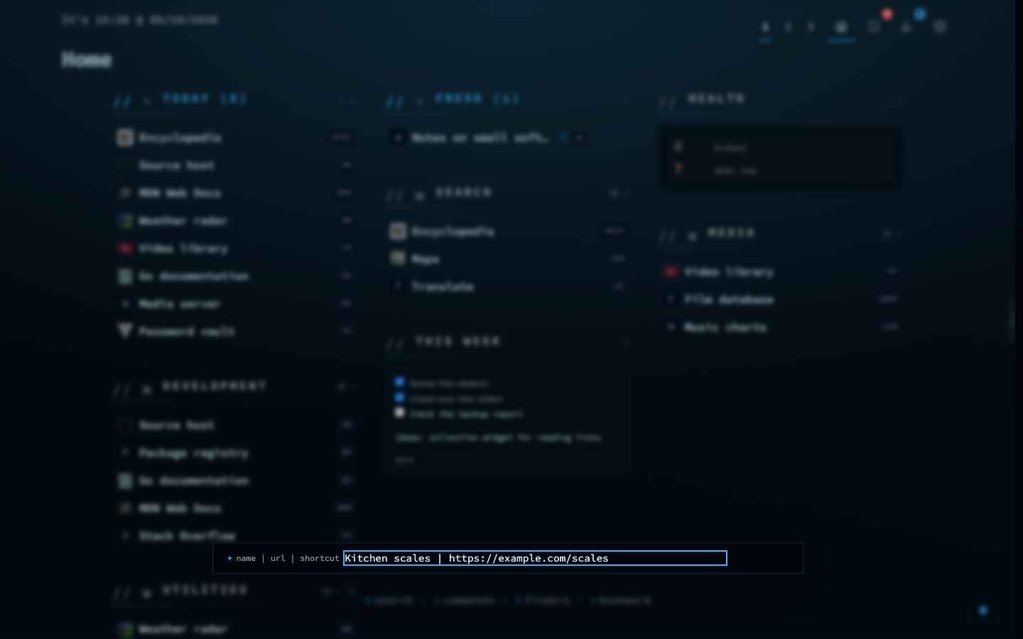 Quick add on the dashboard