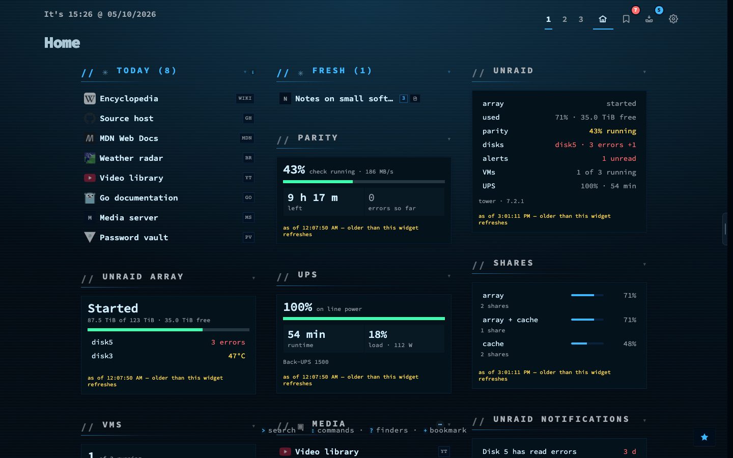 The Unraid widgets